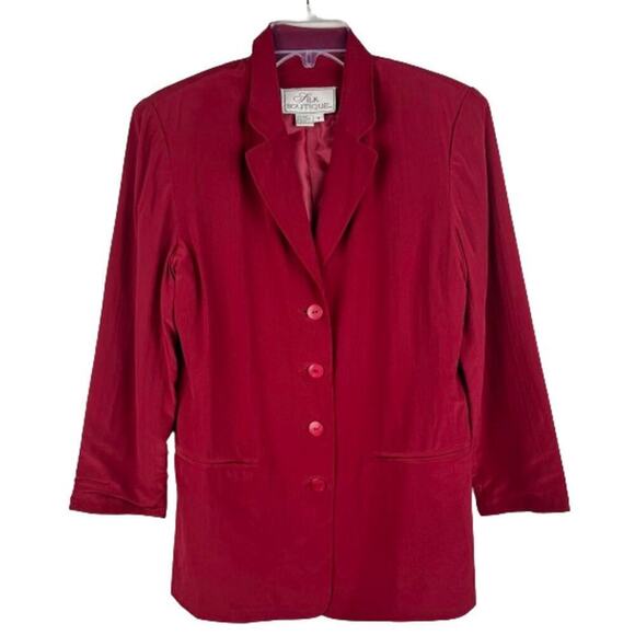 Women's Silk Boutique 100% Silk Button Front‎ Long Sleeve Blazer Jacket Size 4 - Picture 1 of 9